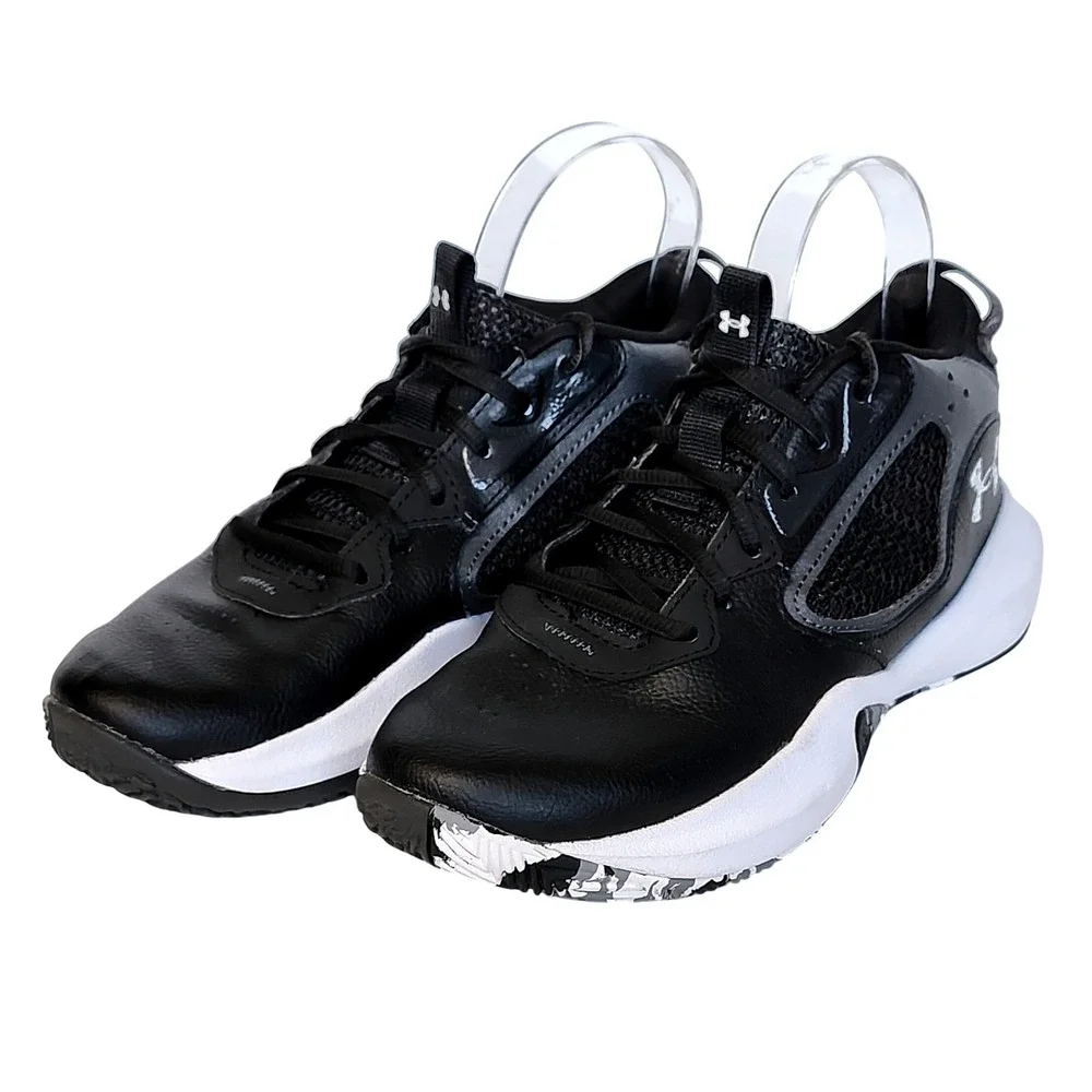 Under Armour Lockdown 6 Big Kids Basketball Shoes Sneakers Black White Size 5.5Y